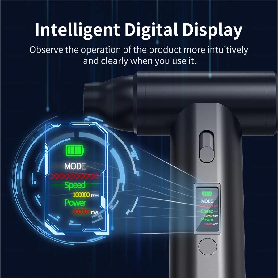 LED Display 110000RPM Brushless Jet Fan Electric Air Duster Mini Turbo Fan Dust Removal Jet Dry Blower Vacuum Cleaner For Car