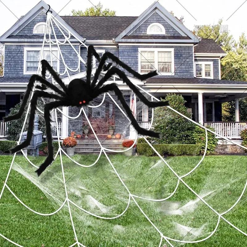 Riesige Halloween-Spinnen-Dekorationen Realistische Gruselige Spinne Halloween-Deko Künstliche Requisiten für Innen Außen Rasen Hof Party