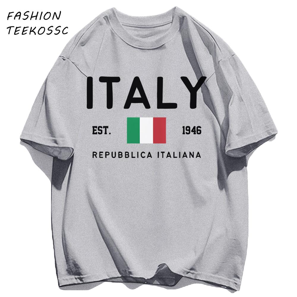 Italy Repubblica Italiana Printed Men T Shirts AllMatch Cotton TShirt Casual Crewneck Loose Streetwear Man Summer Basics Top