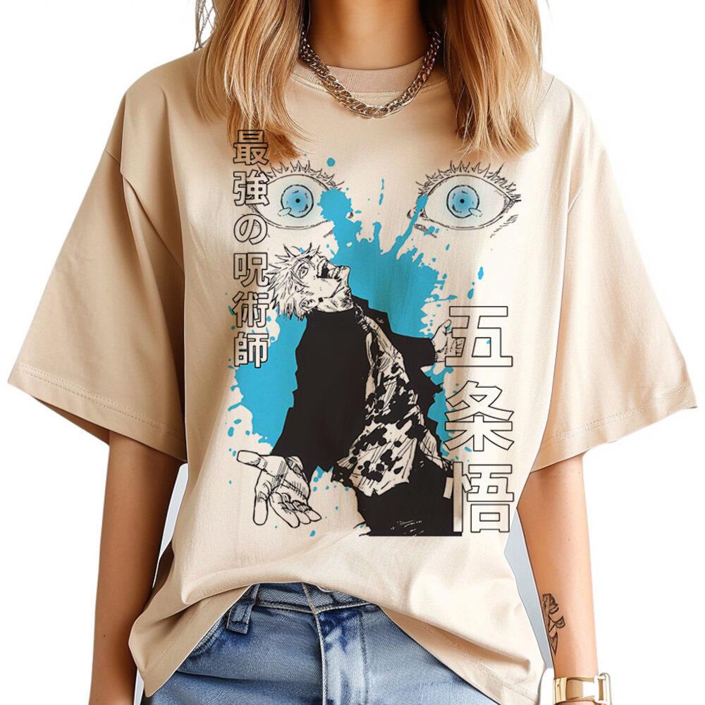 Jujutsu Kaisen Gojo tshirt Women hip hop Breathable aesthetic 2000s anime Punk top tees University Pop Culture streetwear kawaii