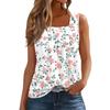 Women's Pleated Square Collar Sleeveless Vest Print T-shirt