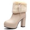Autumn and winter thick heel Martin boots women's high heel warm short boots bow large size women's short boots