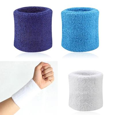 2 Peças Munhequeira Esportiva Cor Sólida Absorvente Pulso Algodão Respirável Secagem Rápida Faixa de Suor para Tênis Badminton