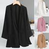 Women Thin Suit Coat Lapel Three-Quarter Sleeve Suit Jacket Solid Color Loose Fit Open Front Office Lady Coat Workwear