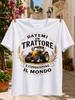 Datemi Un Trattore E Conquistero Il Mondo Italian Quote Orange Tractor Wheat Wreath And Ornate Farm Unisex All Tshirt