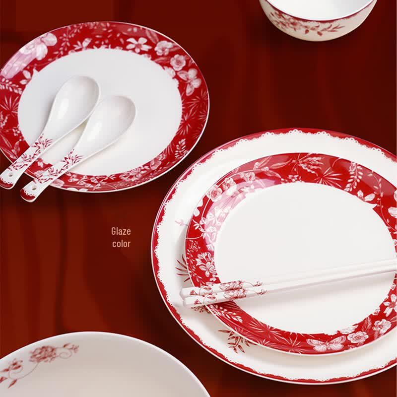 Luolai Floral 26-Piece Ceramic Dinnerware Set