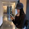 The Hat Shows a Small Face, Suitable for Square and Round Faces, Casual White Striped Peaked Cap, Women's Comfortable Pure Cotton 