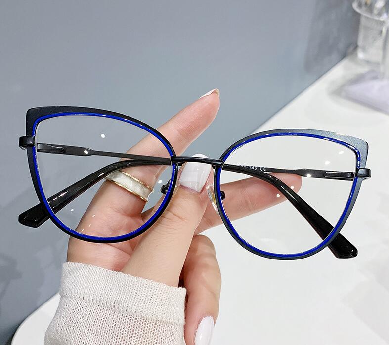 

Vintage Cat Eye Anti-blue Light Metal Glasses Frames Women Optical Clear Lens Reading Eyeglasses Presbyopia Eyewear Female 0~+6 0
