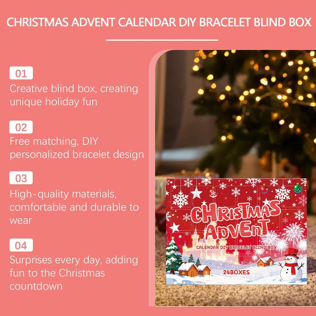 Jewelry Calendar Advent 24-Days Jewelry Making Countdown Charm Beads Bracelets For Kids Teens Girls Adults Vacation Holiday
