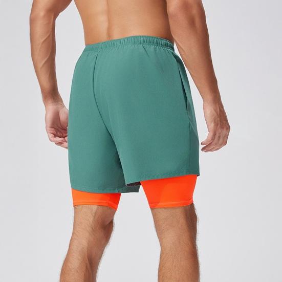 Men Shorts Adjustable Waist Drawstring Fake Two-Piece Design Moisture-Wicking Quick-Drying Running Sport Shorts