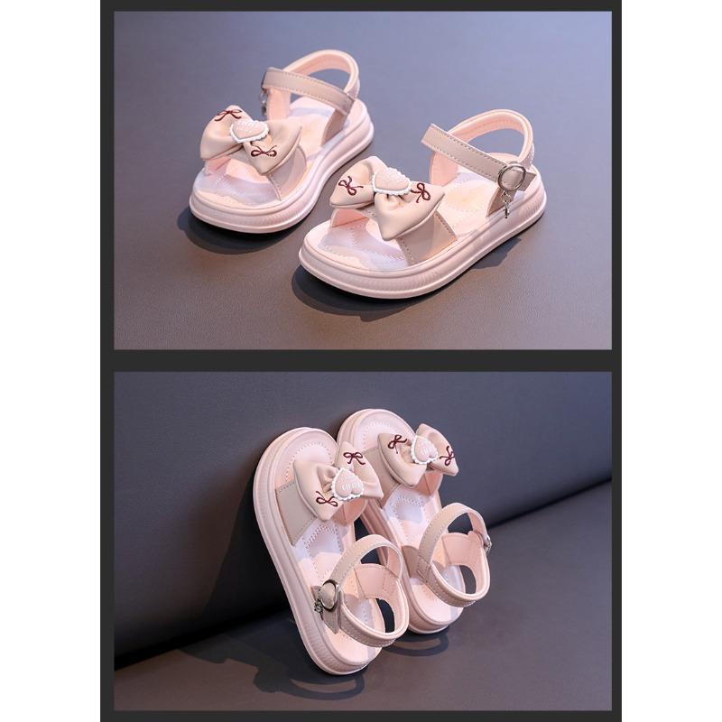 New Summer Kids Beach Shoes, Cute Bow & Heart Solid Color Girls Sandals for Little, Medium & Big Kids
