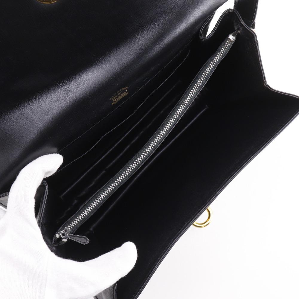 Gucci Old Gucci Shoulder Bag Vintage Black Calfskin Women Used