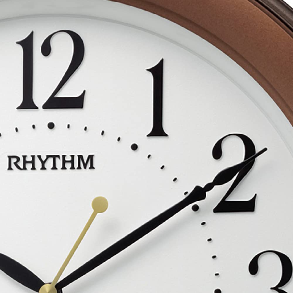 RHYTHM Wanduhr Funkuhr leise Dauersekunde braun 8MY563SR06 Braun 31,4x4,8cm