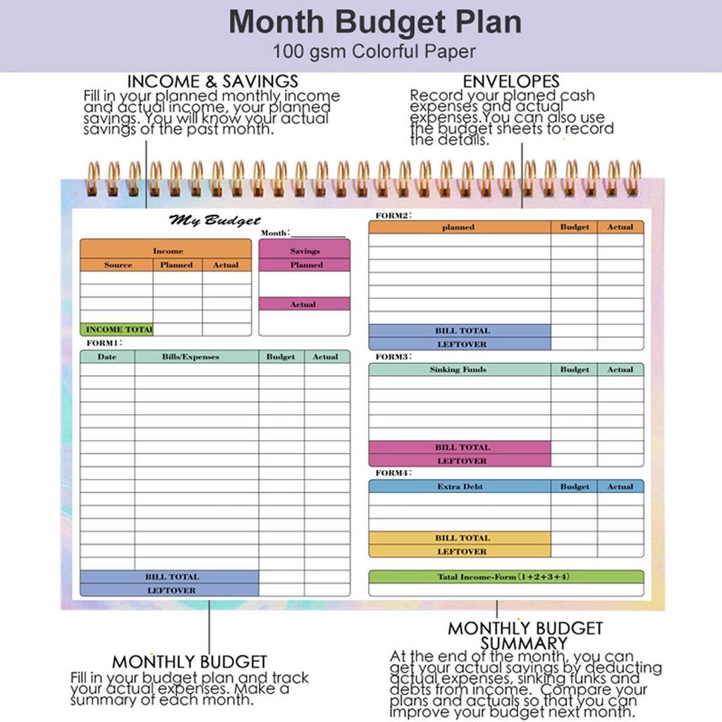 Daily And Weekly Financial Bookkeeping, Family Income And Expenditure Budget Plan Planning Coil Notebook