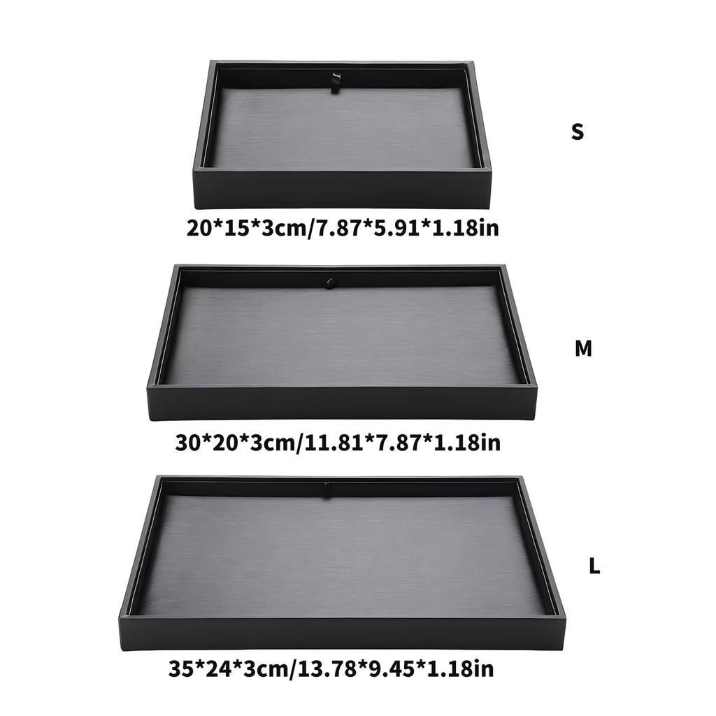 Stackable Black Jewelry Display Tray Elegant Black PU Jewelry Display Tray For Storing Rings And Necklaces Adornment