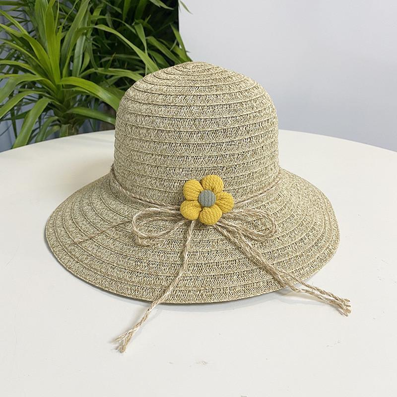 Süßer Blumen-Schleifen-Strohhut Sonnenschutz Strandhut Für Damen Frühling Sommer Herbst