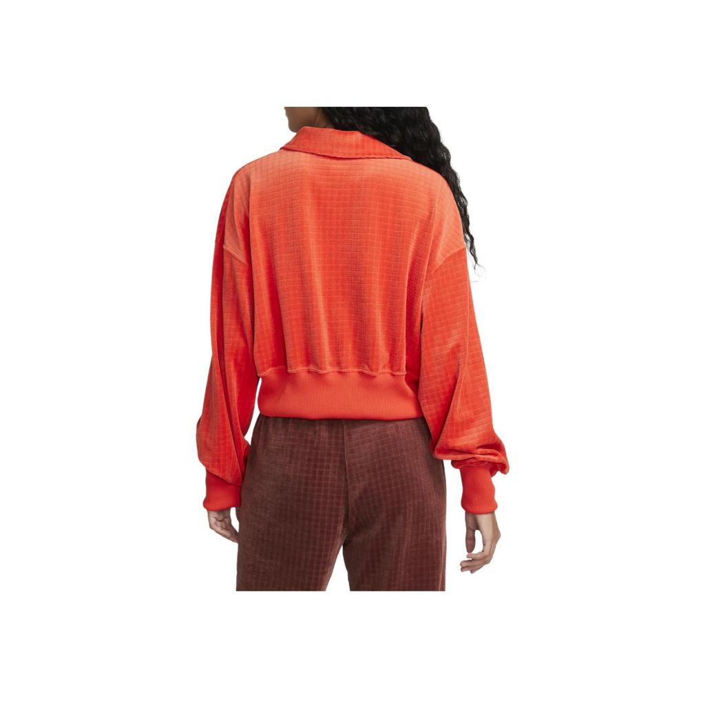 Nike Solid Color Logo Short Pullover Hoodie Women Tops Passion-Red DV7815-633