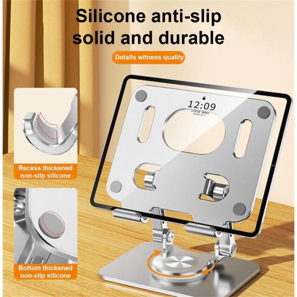 360°Rotatable Foldable Aluminum Tablet Stand Height‑Adjustable Anti‑Slip Desk Holder for 4.7‑12.9 Inch iPad Pro Air Mini Phone
