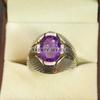 Bague en Argent Sterling 925 avec Pierre Précieuse Améthyste Taille Ovale Pour Homme #A674 JL375658843111