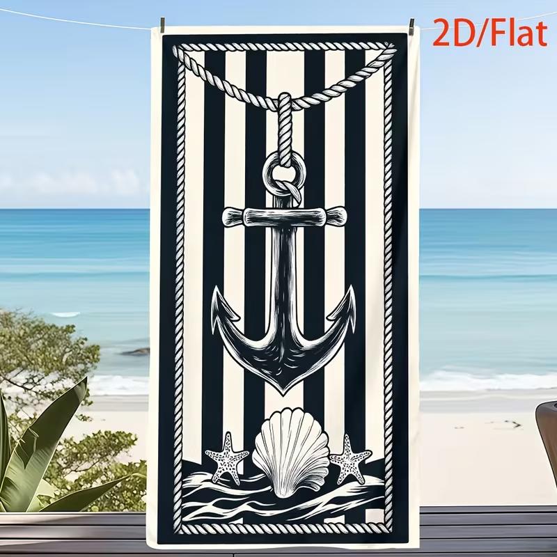 Preppy Anchor Print Beach Towel Quick Dry Absorbent Lightweight Sandproof Towel for Summer Beach Pool Swim Camping Vacation