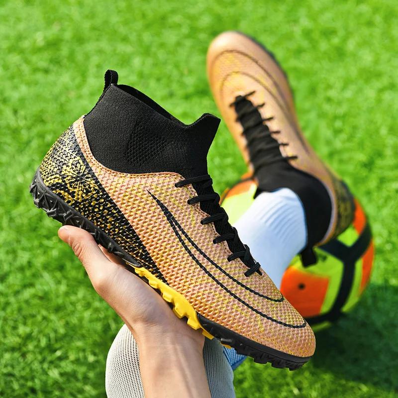 Men Society Football Boot Original Artificial Grass Long Spikes Football Futsal Shoes Outdoor Sports Soccer Shoes for Man