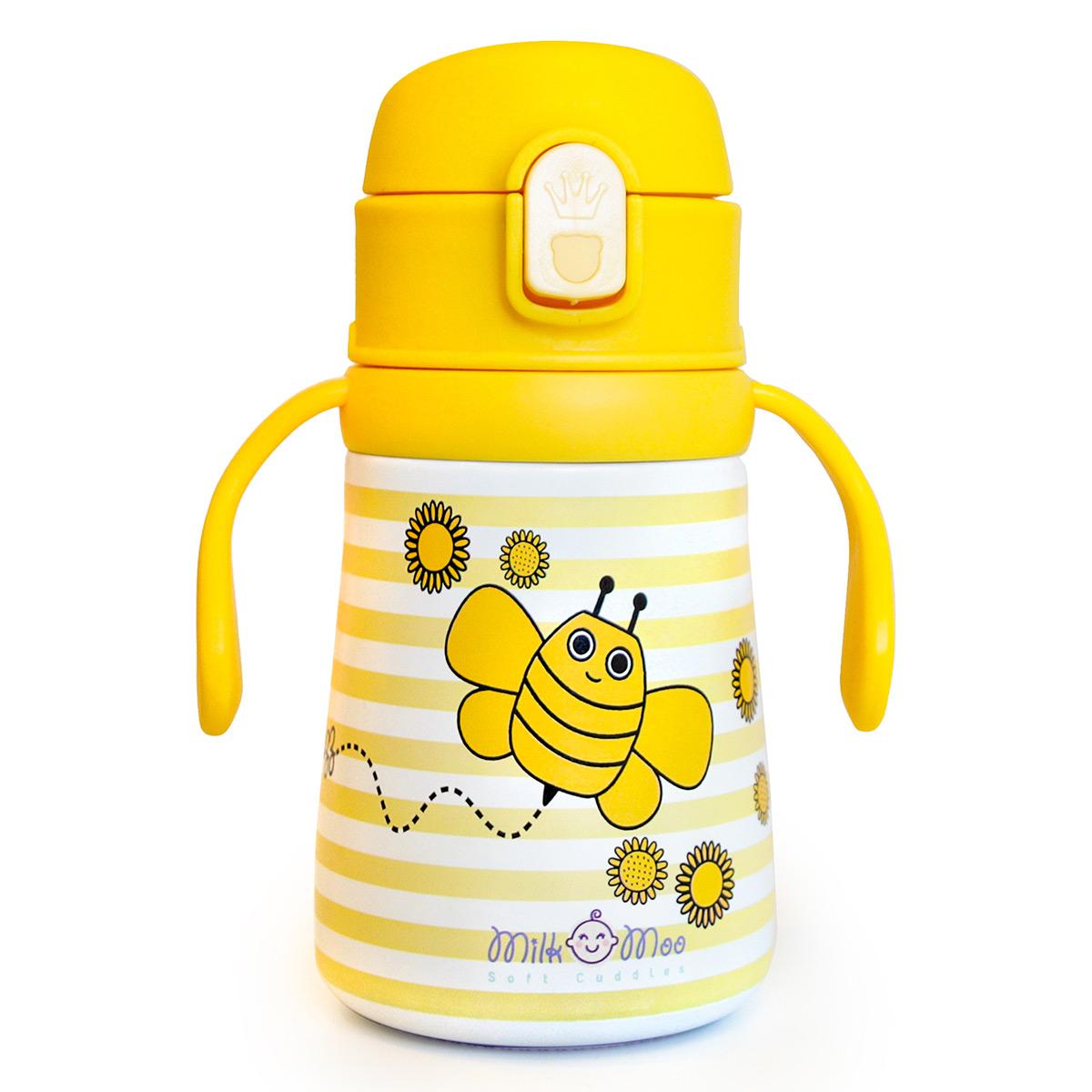 

Маленькая детская стальная бутылочка для воды Milk&Moo Bee Buz Buz 360 мл