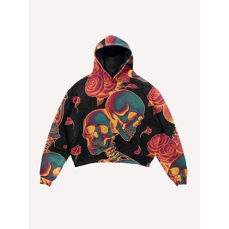 Spring and Autumn American Retro Skull Skull Skeleton Series 3D Digital Printing Trend Hoodie Sweater