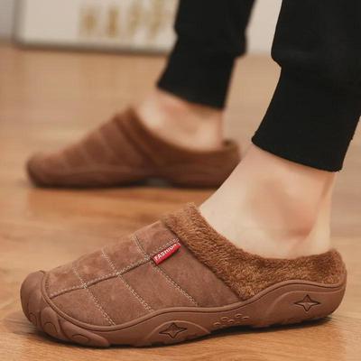 Men’s Outdoor Non-Slip Cotton Slippers for Winter - New Style, Large Size, Waterproof, Thick-Soled, Warm Footwear for Elders