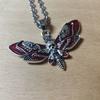 Death Moth Necklace, Skull Moth, Insect, Gothic Jewelry, Alternative, Witchcraft Accessories, Blood Moth Pendant Choker, For Man