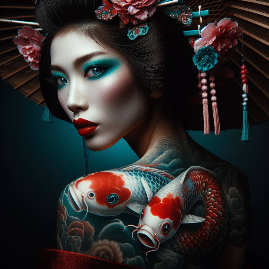 Dark Academia Art Japanese Geisha Poster Prints For Home Decor Gothic Body Tattoo Woman Portrait Canvas Painting Wall Art Gift