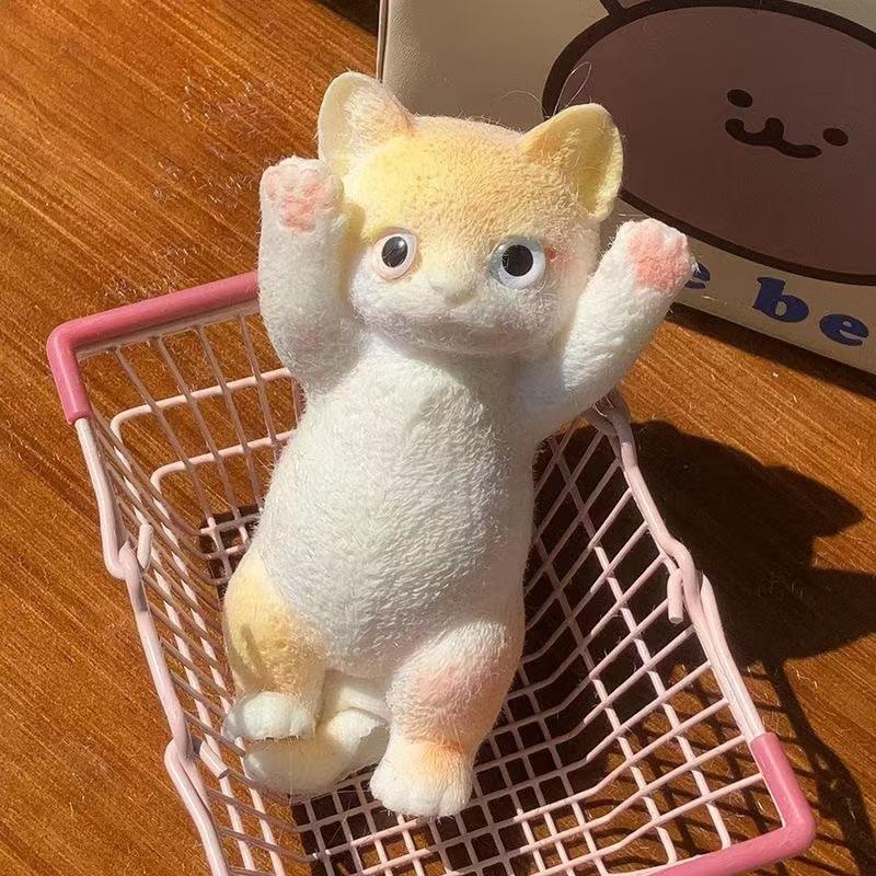 Big Slow-Rebound Cat Taba Silicone Fuzzy Super Big Cat Kitten Handmade Squeeze Toy Mochi Toy Hand Relax Stress Release Gift