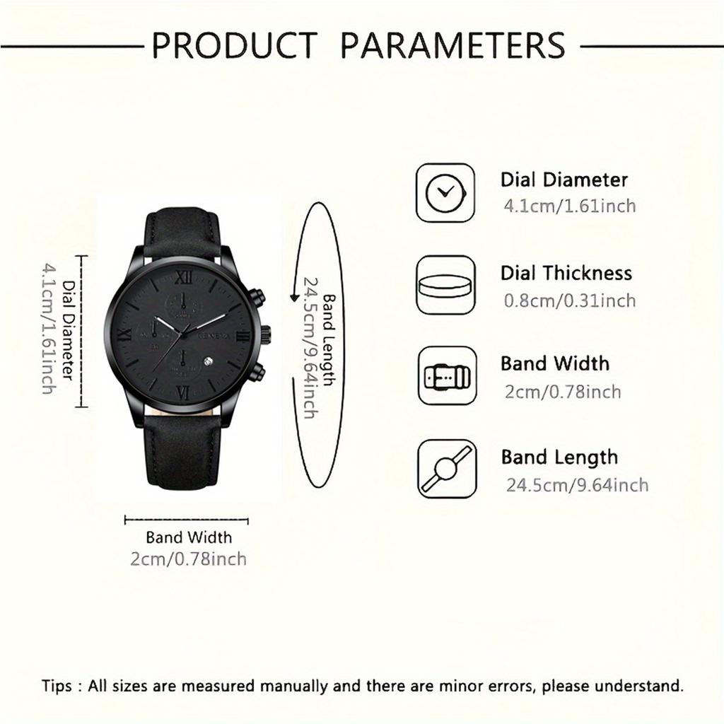 2 Pcs/set Men's Watch Wristwatch Set Casual Sport Men's Watch Set Quartz Pointer Date Watch Set for Holiday Gift Watches Set