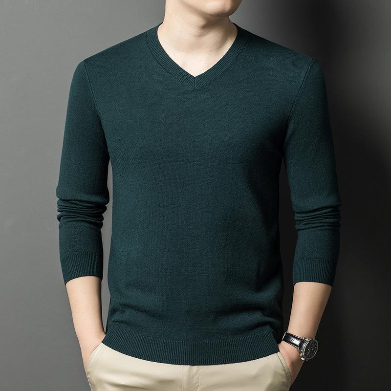 

Men s Sweater High-end V-neck Boutique Men s Clothing Autumn Casual Baizhong Knitted Sweater 4XL