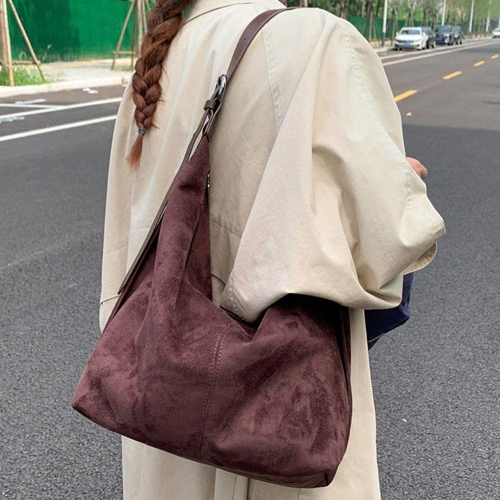 Zipper Suede Matte Hobo Bag Handbag Female Tote Bag Portable Vintage PU Crossbody Bag  Children