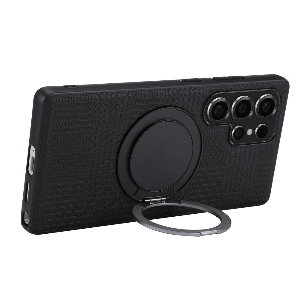 VILI D-THS Series for Samsung Galaxy S23 Ultra Magnetic Case Ring Kickstand PC TPU Phone Back Cover with Strap