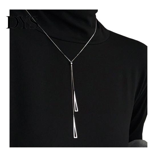 Triangle Pendant Necklace Women Y-Drop Lariat Elegant Sweater Adjustable Fade-resistant Geometric Gift for Wife Girlfriend Daily Wear Jewelry Stylish