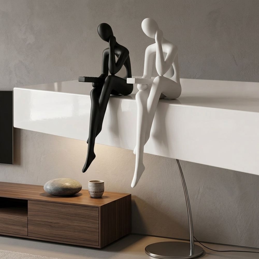Long Leg Edge Sitter Character Sculpture Minimalist Tabletop Human Decor Tabletop Shelf