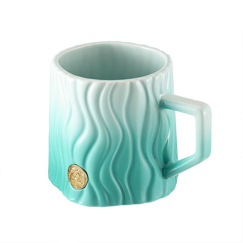 Starbucks Green Stripe Embossed Badge Mug
