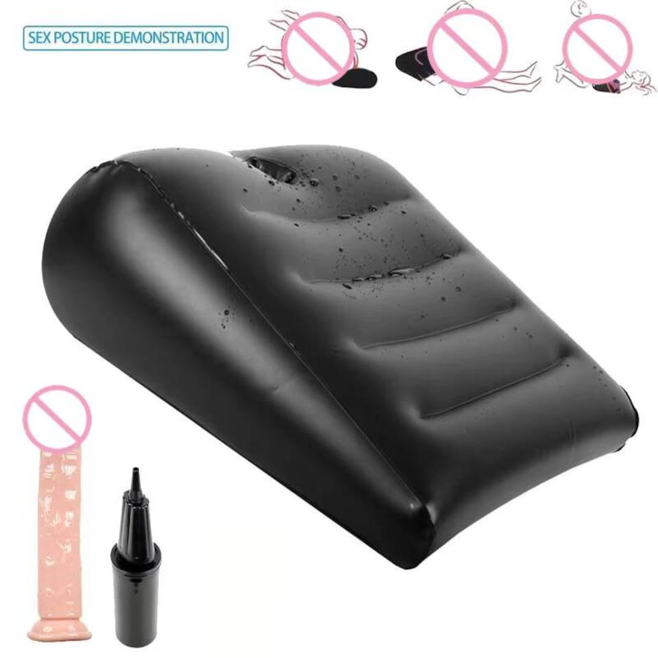 Portable Lightweight Adult Support Pillow PVC Inflatable Wedge Pillow With Hold For Dildo Sex Position Couple Sex Cushion