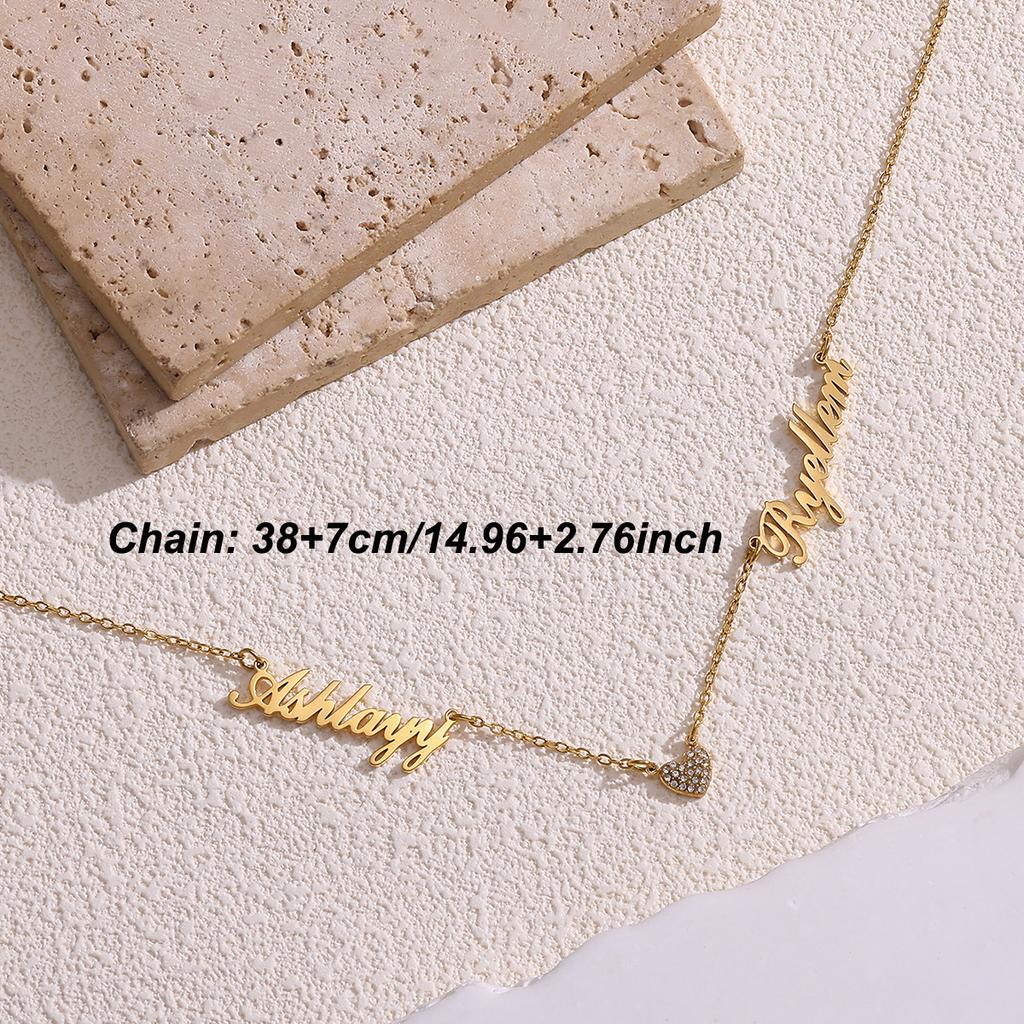 Custom Two Name Necklace For Women Christmas Multiple Names Zirconia Heart Necklaces Personalized Jewelry Couple Dainty Gift Mom