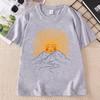 Boho Sun TShirt Comfortable Mountain Graphic Tee Casual Round Neck Celestial Nature Tee Boho Summer Hiking Tops Cotton Short