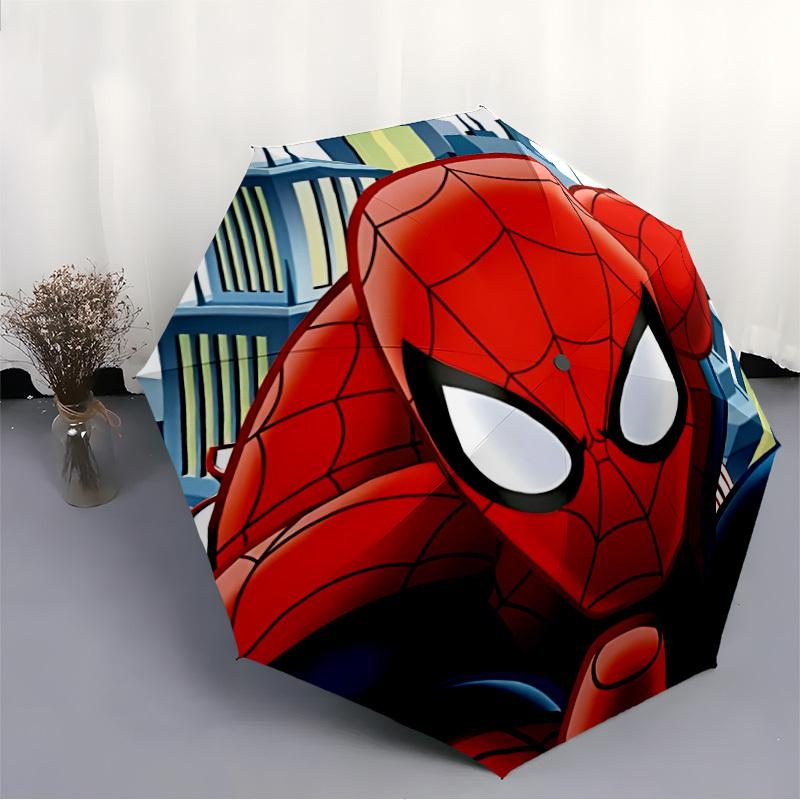 1pc Spider-Man Automatic Folding Umbrella - Portable Foldable Design with 8 Ribs, Durable Plastic & Iron Frame, Outdoor Umbrella yy250731037