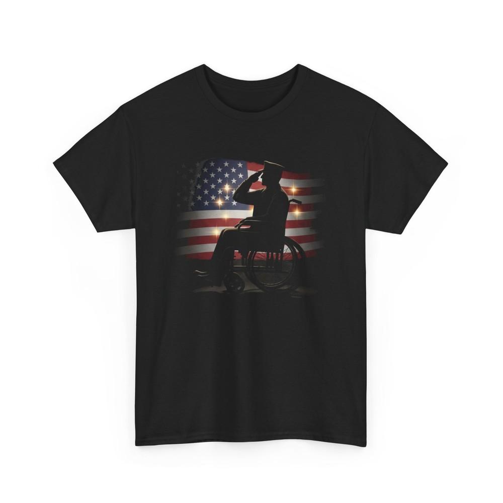 

Disabled Veteran USA Flag Unisex Tee, T-Shirt, Patriotic Shirt, Military Veteran L