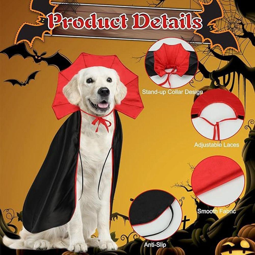 Stand-Collar Halloween Pet Cape Adjustable Dogs Wizard Outfit Funny Cat Cloak Animals