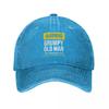 Warning Grumpy Old Man Men Women Baseball Cap Funny Caution Distressed Washed Hat Outdoor Activities Unstructured Soft Snapback