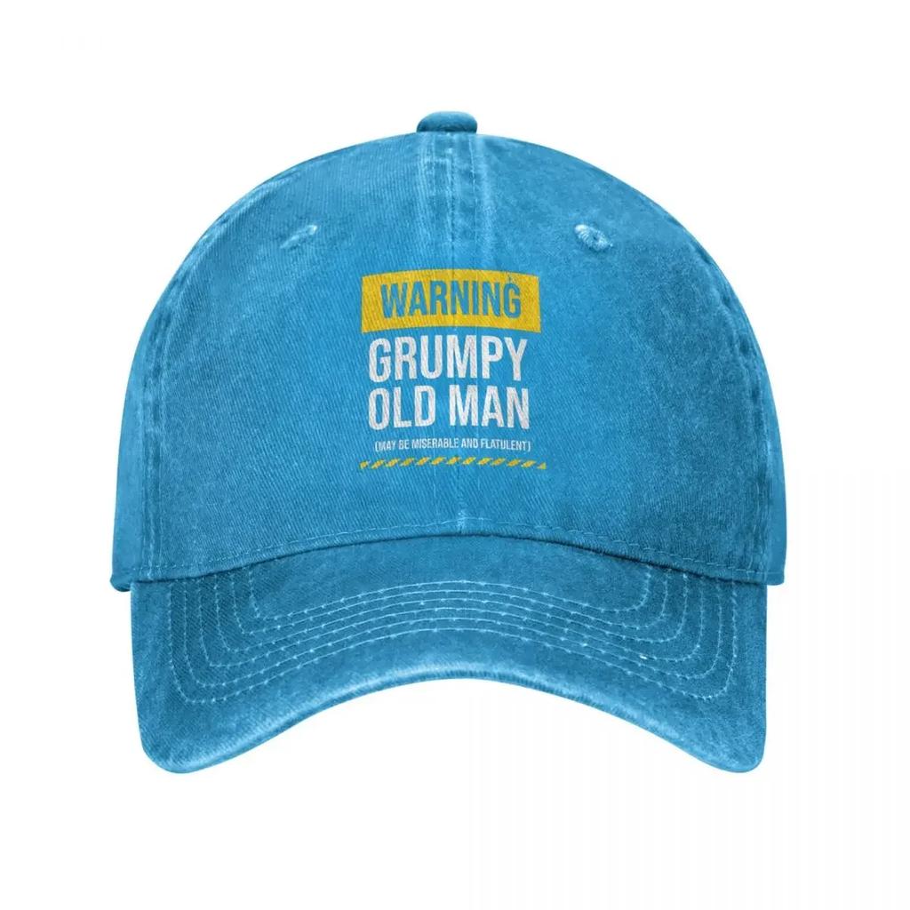 Warning Grumpy Old Man Men Women Baseball Cap Funny Caution Distressed Washed Hat Outdoor Activities Unstructured Soft Snapback