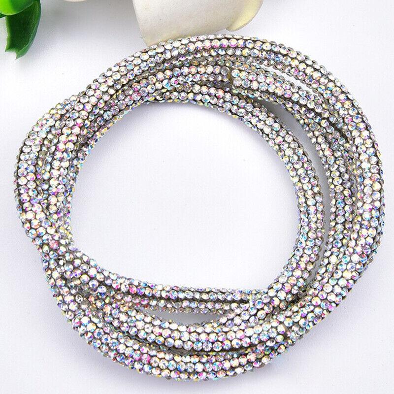 6MM Shiny Rhinestone Tube Rope Chain Empty Hot Melt Hose Bridal Applique for Jewelry Making DIY Rhinestone Tube Cord Rope