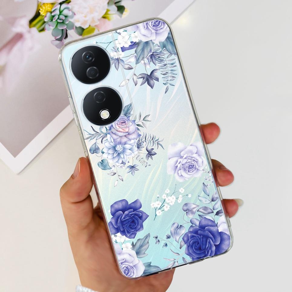 For Cover Honor X7b 5G Case For Honor X8B 4G Love Heart Women Fashion Luxury Pattern Housing Etui Huawei HonorX8b Soft Clear TPU