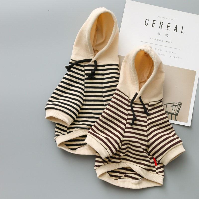 Eltern-Kind-Baumwollstreifen Französische Bulldogge Hunde-Hoodie Haustierkleidung Kleiner Hund Haustierkleidung Chihuahua-Kostüm Mopskleidung Yorkshir