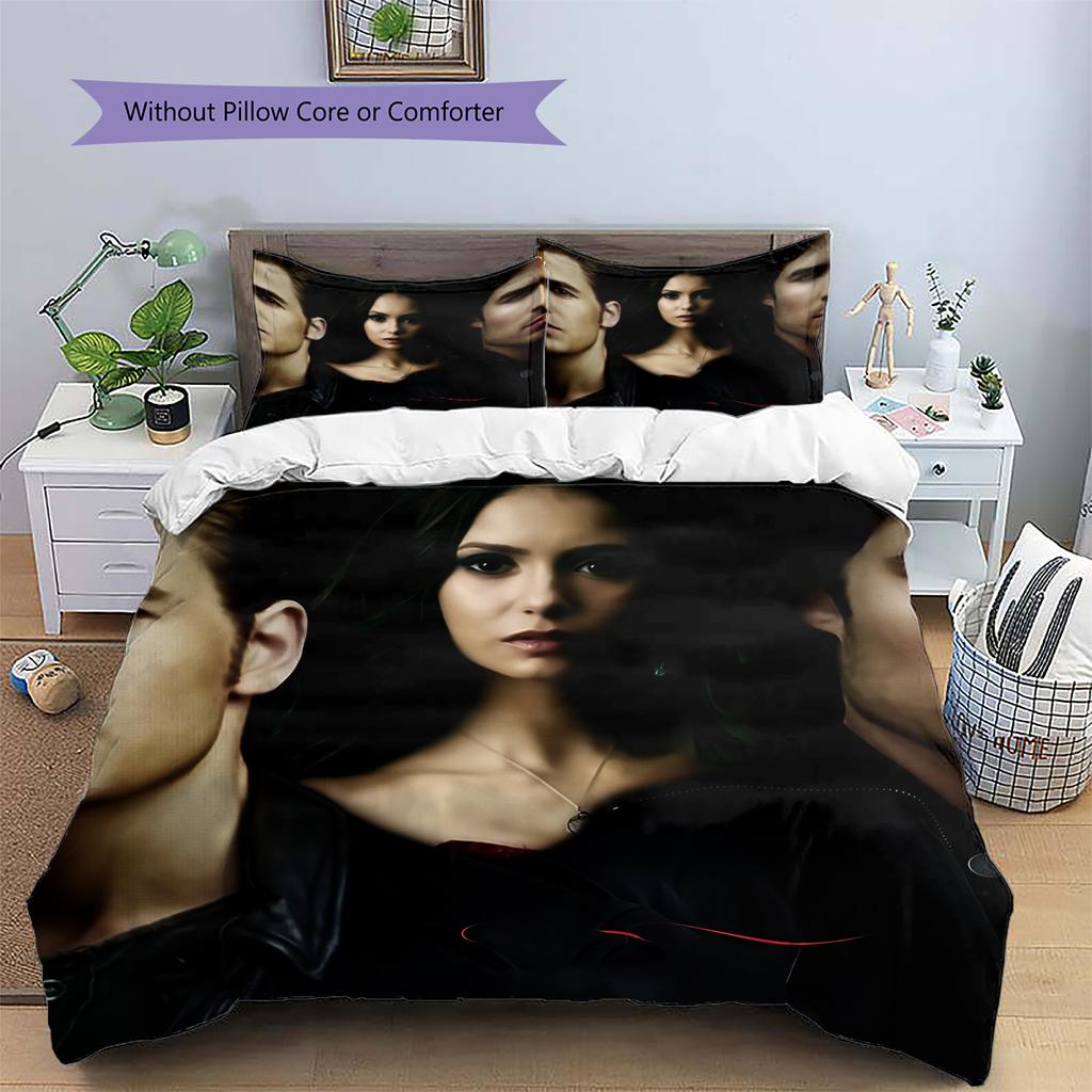 The Vampire Diaries Pattern Bedding Home Decoration Birthday Gift (1 * Duvet Cover + 2 * Pillowcase, Without Core)